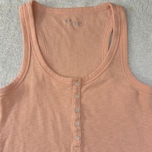 EUC Aerie Peach Button-Front Henley Racerback Tank Top